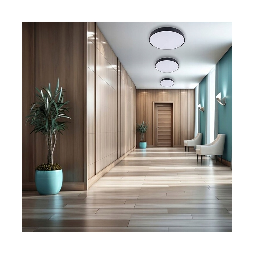 LED Prigušiva plafonjera LED/40W/230V 3000-6500K pr. 40 cm crno + Daljinski upravljač