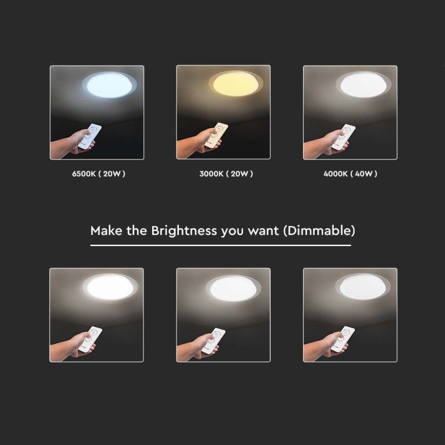 LED Prigušiva plafonjera LED/40W/230V 3000K/4000K/6500K pr. 46,5 cm + Daljinski upravljač