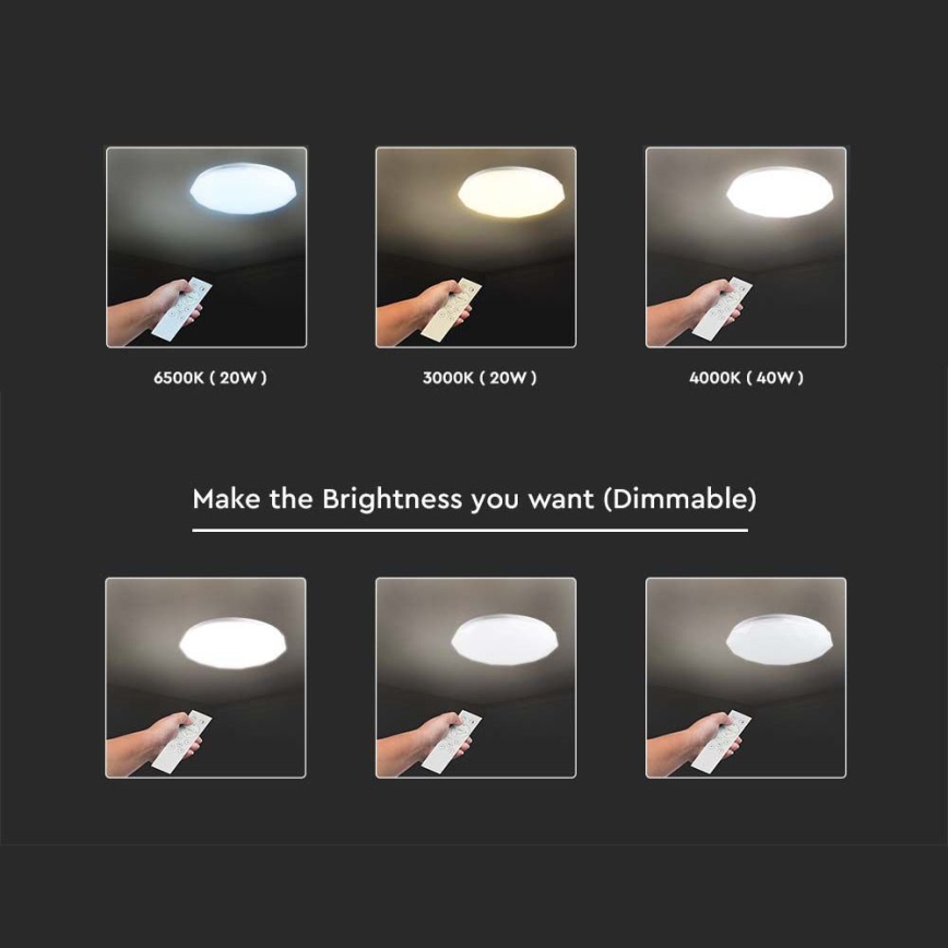 LED Prigušiva plafonjera LED/40W/230V 3000K/4000K/6500K pr. 38,8 cm + Daljinski upravljač