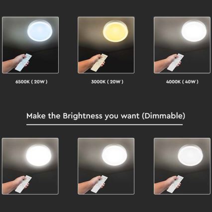 LED Prigušiva plafonjera LED/40W/230V 3000K/4000K/6500K + Daljinski upravljač