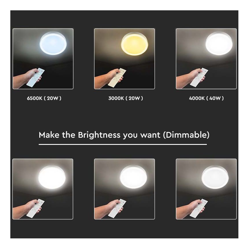 LED Prigušiva plafonjera LED/40W/230V 3000K/4000K/6500K + Daljinski upravljač