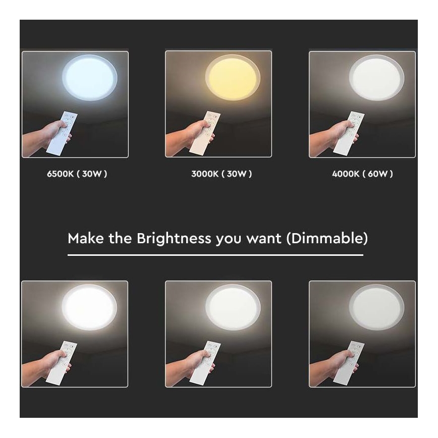 LED Prigušiva plafonjera LED/40W/230V 3000K/4000K/6500K pr. 56,5 cm + Daljinski upravljač
