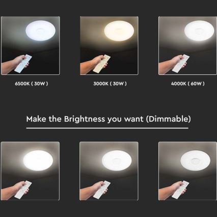 LED Prigušiva plafonjera LED/40W/230V 3000K/4000K/6500K pr. 49 cm + Daljinski upravljač