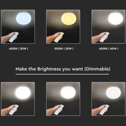 LED Prigušiva plafonjera LED/40W/230V 3000K/4000K/6500K pr. 51 cm + Daljinski upravljač