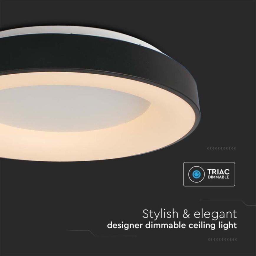 LED Prigušiva plafonjera LED/49W/230V 3000K pr. 60 cm crno