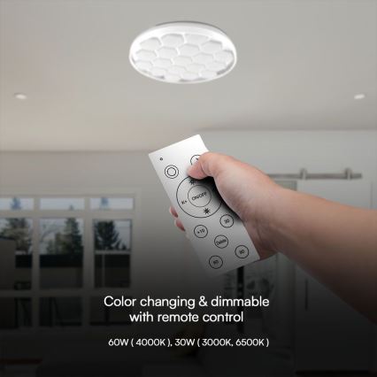 LED Prigušiva plafonjera LED/60W/230V 3000/4000/6500K + Daljinski upravljač