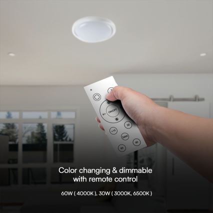 LED Prigušiva plafonjera LED/60W/230V 3000-6500K 49,2 cm bela + Daljinski upravljač