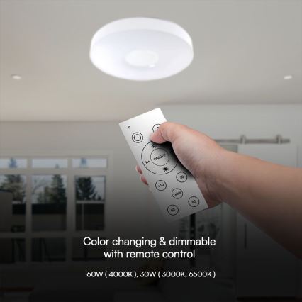 LED Prigušiva plafonjera LED/60W/230V 3000-6500K 49,5 cm bela + Daljinski upravljač