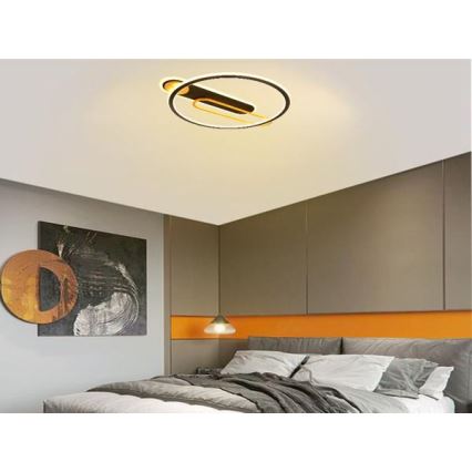 LED Prigušiva plafonjera LED/60W/230V 3000-6500K crno + Daljinski upravljač