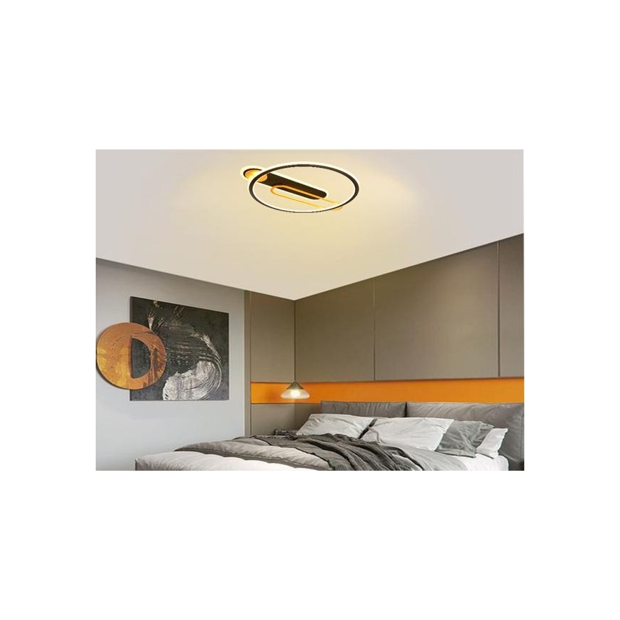 LED Prigušiva plafonjera LED/60W/230V 3000-6500K crno + Daljinski upravljač