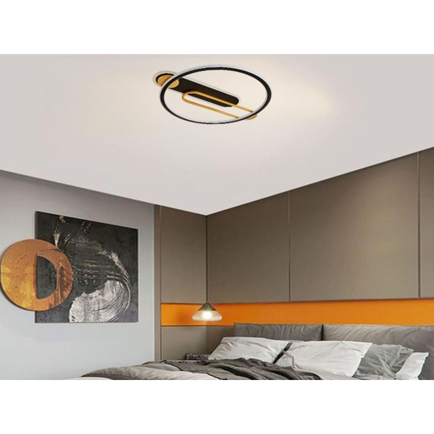 LED Prigušiva plafonjera LED/60W/230V 3000-6500K crno + Daljinski upravljač
