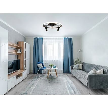 LED Prigušiva plafonjera LED/60W/230V 3000-6500K crno + Daljinski upravljač