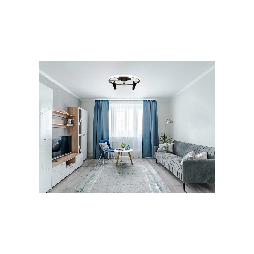 LED Prigušiva plafonjera LED/60W/230V 3000-6500K crno + Daljinski upravljač
