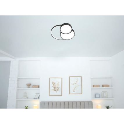 LED Prigušiva plafonjera LED/60W/230V 3000-6500K crno + Daljinski upravljač