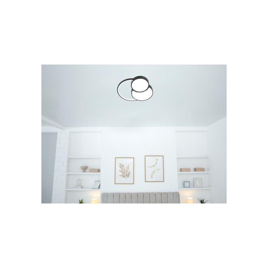 LED Prigušiva plafonjera LED/60W/230V 3000-6500K crno + Daljinski upravljač