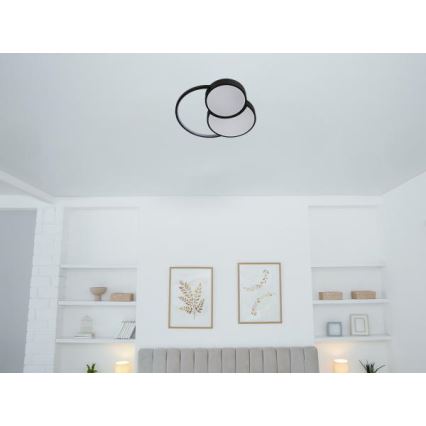 LED Prigušiva plafonjera LED/60W/230V 3000-6500K crno + Daljinski upravljač