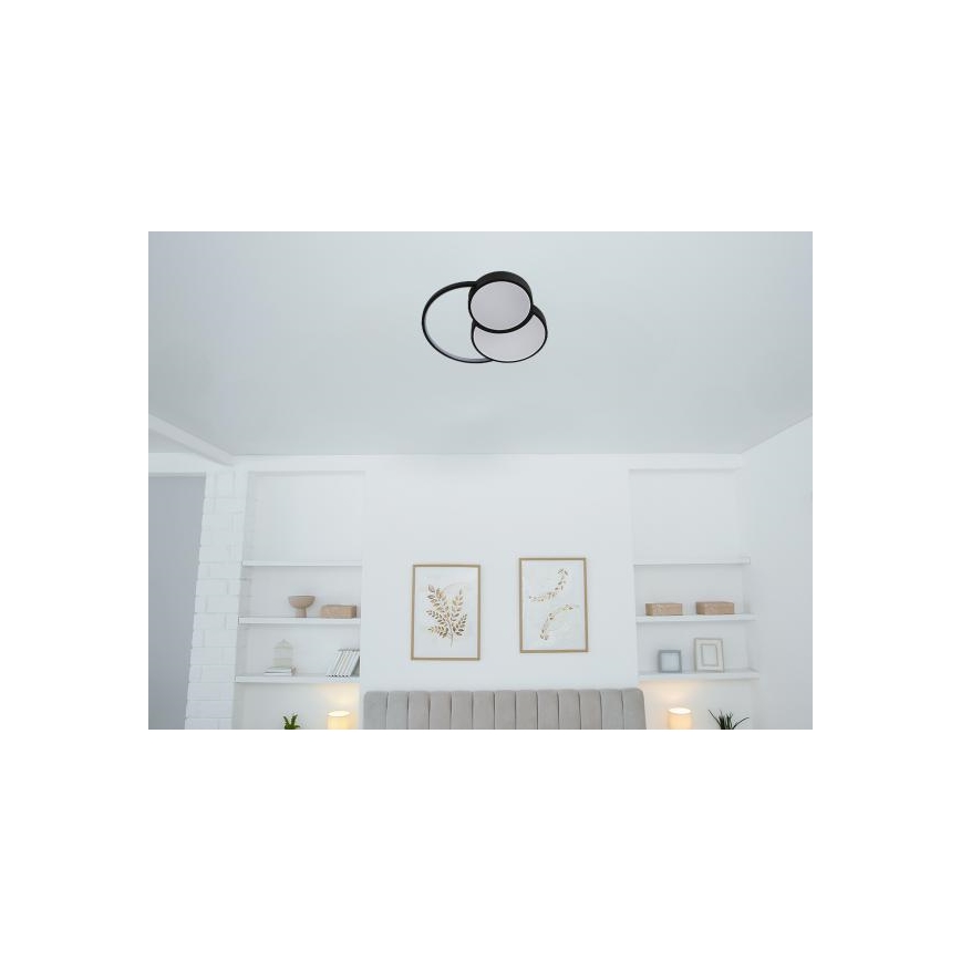 LED Prigušiva plafonjera LED/60W/230V 3000-6500K crno + Daljinski upravljač