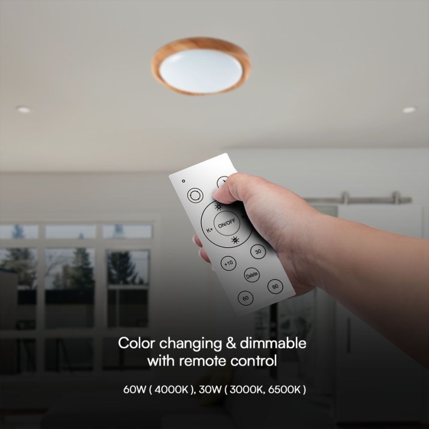 LED Prigušiva plafonjera LED/60W/230V 3000-6500K + Daljinski upravljač