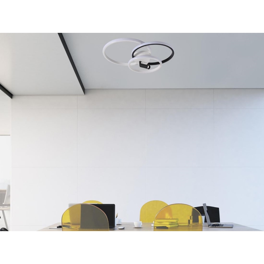 LED Prigušiva plafonjera LED/70W/230V 3000-6500K bela/crno + Daljinski upravljač