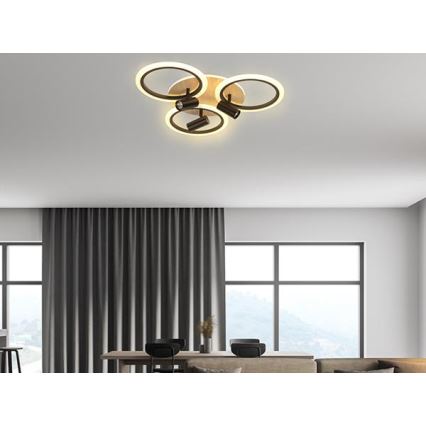 LED Prigušiva plafonjera LED/70W/230V 3000-6500K crno/braon + Daljinski upravljač