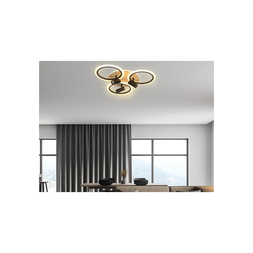 LED Prigušiva plafonjera LED/70W/230V 3000-6500K crno/braon + Daljinski upravljač