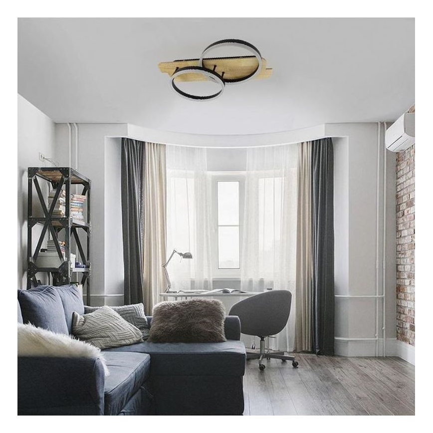 LED Prigušiva plafonjera LED/70W/230V 3000-6500K hrast + Daljinski upravljač