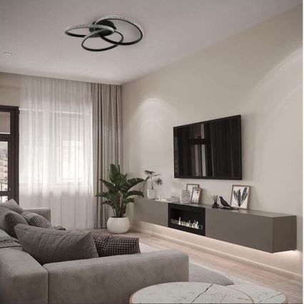 LED Prigušiva plafonjera LED/70W/230V 3000-6500K crno + Daljinski upravljač