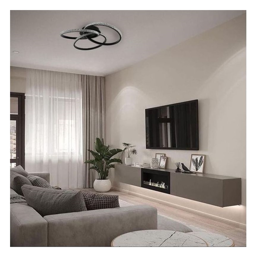LED Prigušiva plafonjera LED/70W/230V 3000-6500K crno + Daljinski upravljač