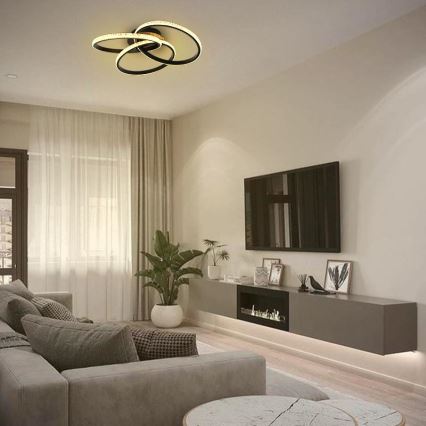 LED Prigušiva plafonjera LED/70W/230V 3000-6500K crno + Daljinski upravljač