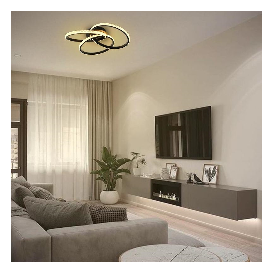 LED Prigušiva plafonjera LED/70W/230V 3000-6500K crno + Daljinski upravljač