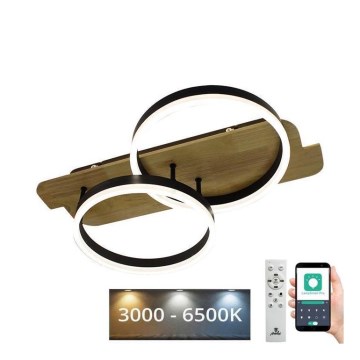 LED Prigušiva plafonjera LED/70W/230V 3000-6500K hrast + Daljinski upravljač