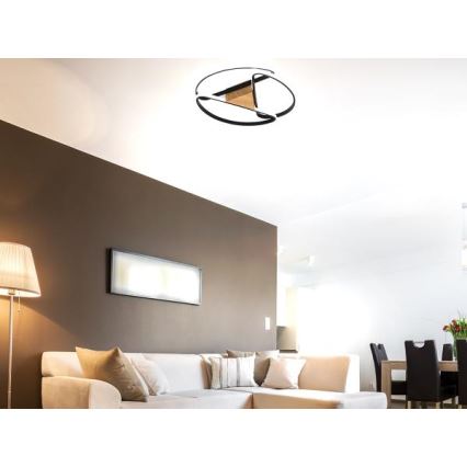 LED Prigušiva plafonjera LED/75W/230V 3000-6500K braon/crno + Daljinski upravljač