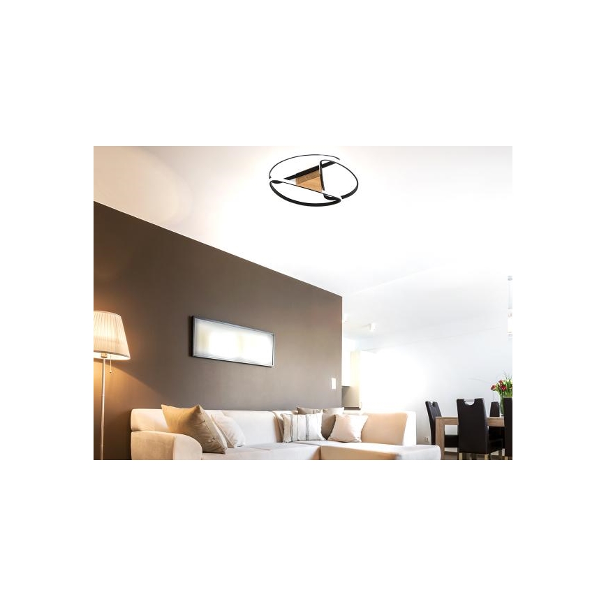 LED Prigušiva plafonjera LED/75W/230V 3000-6500K braon/crno + Daljinski upravljač
