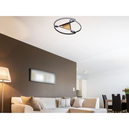 LED Prigušiva plafonjera LED/75W/230V 3000-6500K braon/crno + Daljinski upravljač