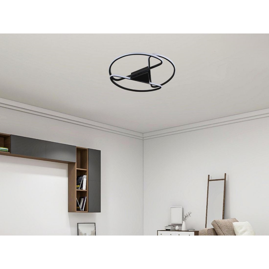LED Prigušiva plafonjera LED/75W/230V 3000-6500K crno + Daljinski upravljač