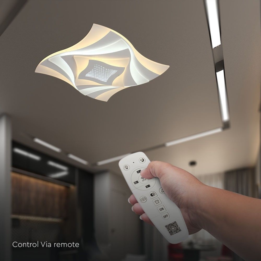 LED Prigušiva plafonjera LED/75W/230V 3000-6500K 49,5x49,5 cm + Daljinski upravljač