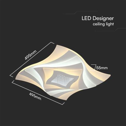LED Prigušiva plafonjera LED/75W/230V 3000-6500K 49,5x49,5 cm + Daljinski upravljač