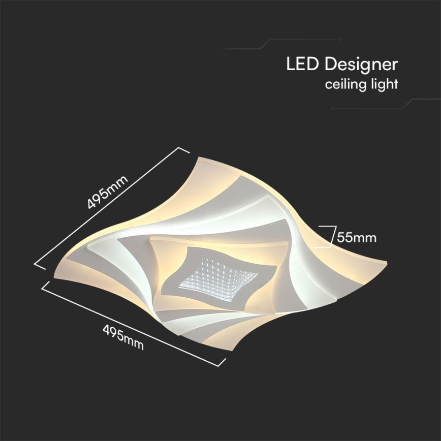 LED Prigušiva plafonjera LED/75W/230V 3000-6500K 49,5x49,5 cm + Daljinski upravljač