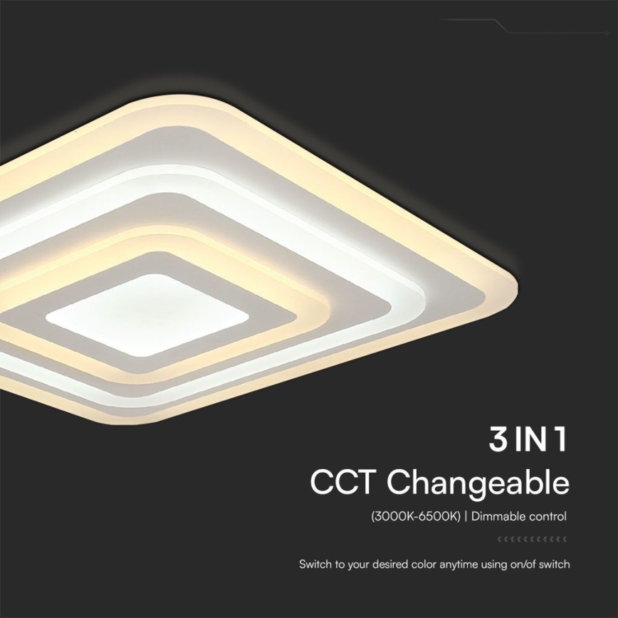 LED Prigušiva plafonjera LED/77W/230V 3000-6500K + Daljinski upravljač