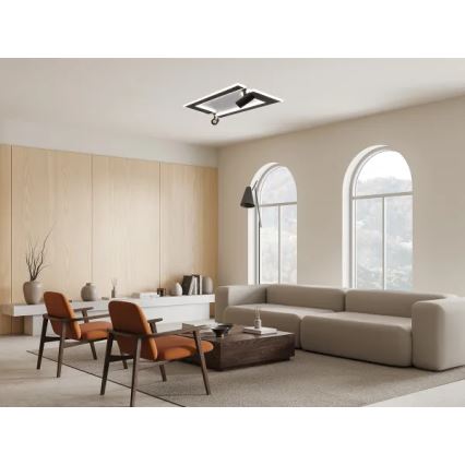 LED Prigušiva plafonjera LED/80W/230V 3000-6500K crno + Daljinski upravljač