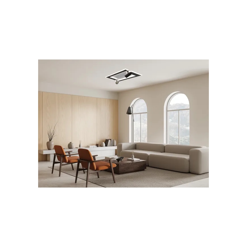 LED Prigušiva plafonjera LED/80W/230V 3000-6500K crno + Daljinski upravljač