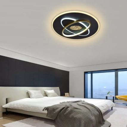 LED Prigušiva plafonjera LED/80W/230V 3000-6500K crno + Daljinski upravljač