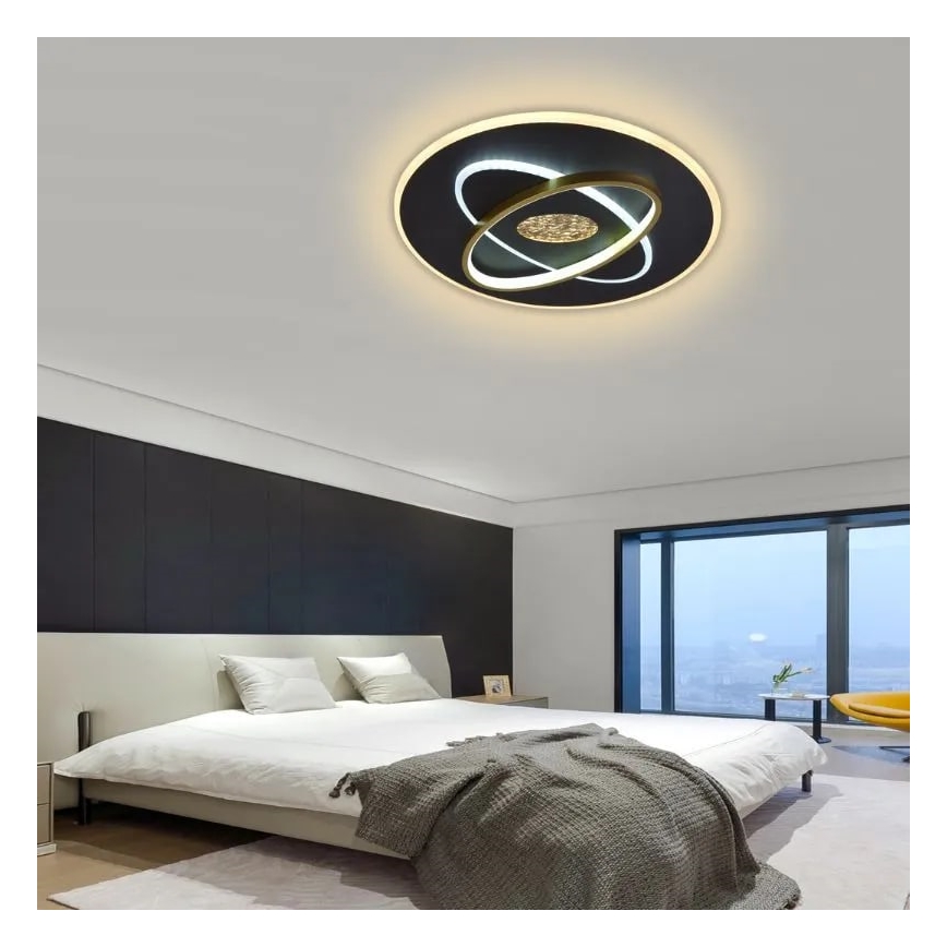 LED Prigušiva plafonjera LED/80W/230V 3000-6500K crno + Daljinski upravljač