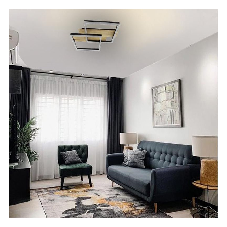 LED Prigušiva plafonjera LED/85W/230V 3000-6500K hrast + Daljinski upravljač