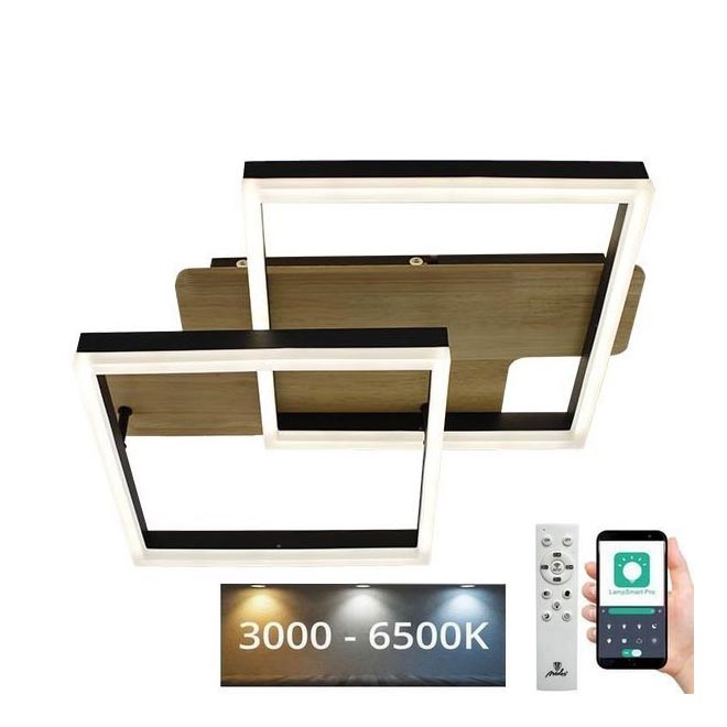 LED Prigušiva plafonjera LED/85W/230V 3000-6500K hrast + Daljinski upravljač