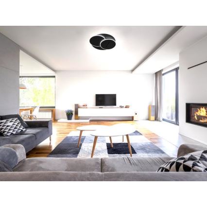 LED Prigušiva plafonjera LED/90W/230V 3000-6500K crno + Daljinski upravljač