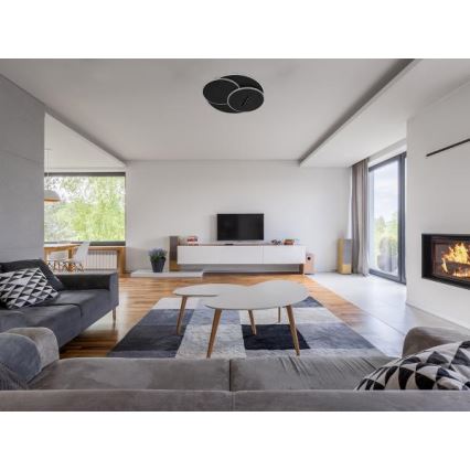 LED Prigušiva plafonjera LED/90W/230V 3000-6500K crno + Daljinski upravljač