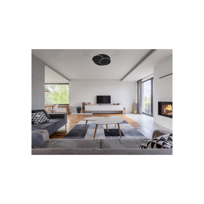 LED Prigušiva plafonjera LED/90W/230V 3000-6500K crno + Daljinski upravljač