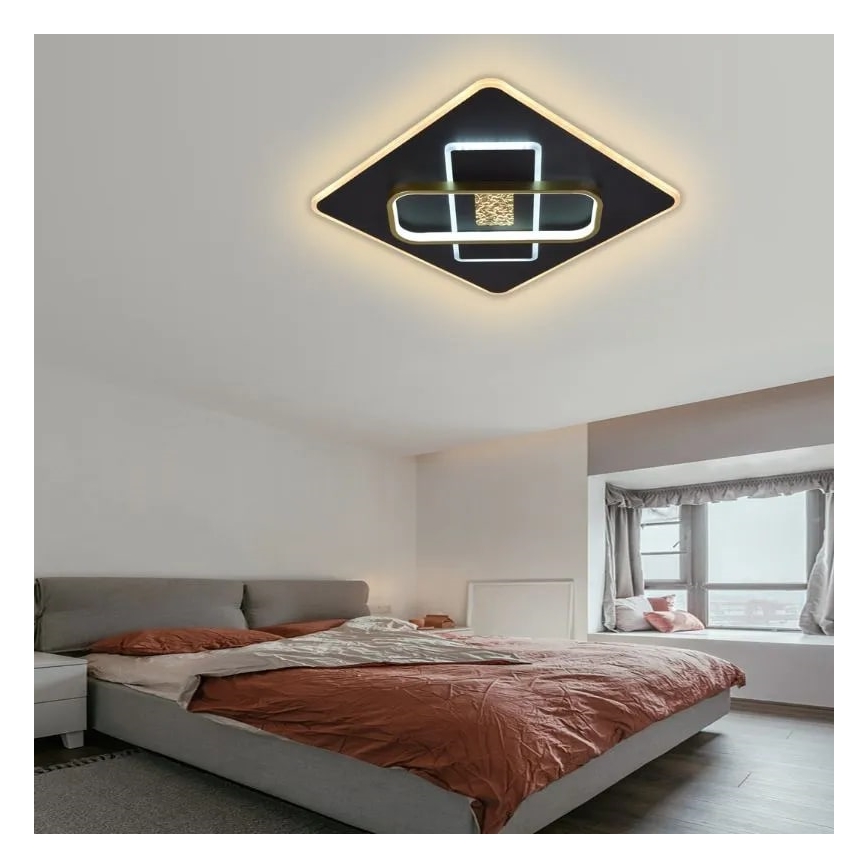 LED Prigušiva plafonjera LED/90W/230V 3000-6500K crno + Daljinski upravljač
