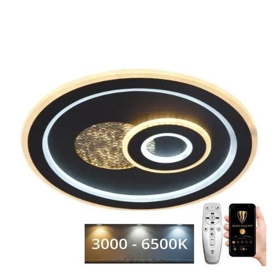 LED Prigušiva plafonjera LED/95W/230V 3000-6500K crno + Daljinski upravljač